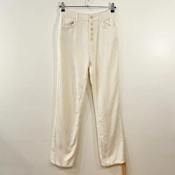 Last Chance! New Ref Cynthia Button Fly Corduroy Straight Leg Pants Cream 25 - Picture 3 of 8